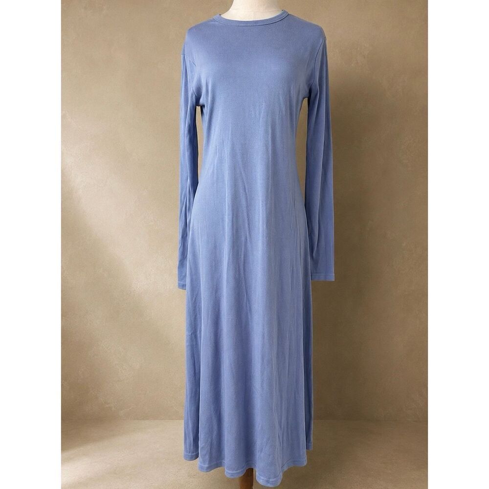 Uniqlo Sz M Light Blue Long Sleeve Ribbed Dress